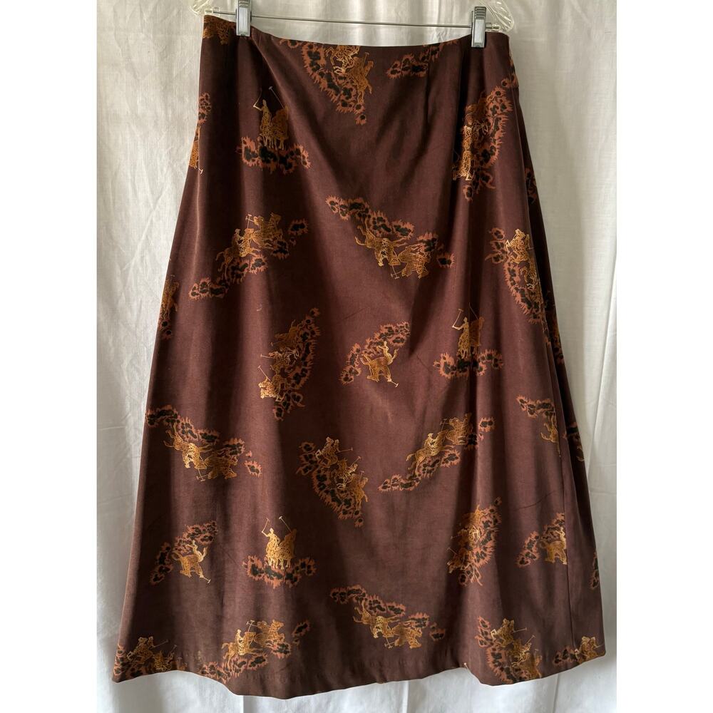 Harve Benard Equestrian Horse Polo Riders Print Maxi Skirt Size 16